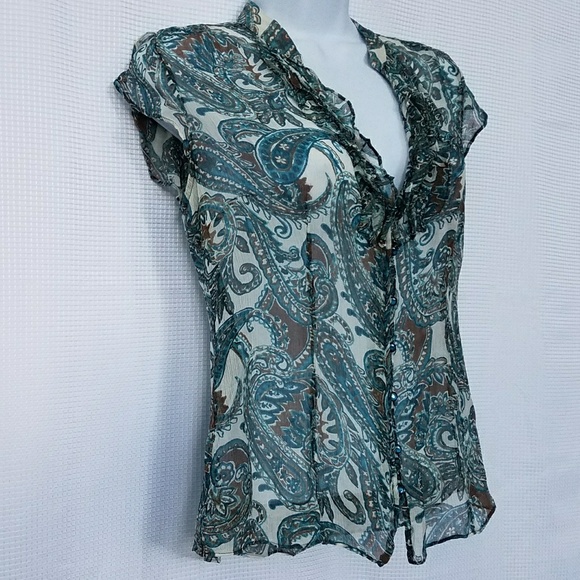 Banana Republic Sheer Floral Blouse Size MP - Picture 5 of 8